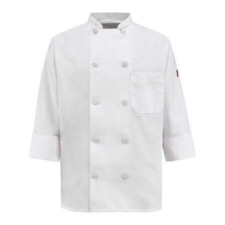 Vf Imagewear Chef Designs Women's 10 Button-Front Chef Coat, Pearl Buttons, White, Polyester/Cotton, 3XL 0401WHRG3XL